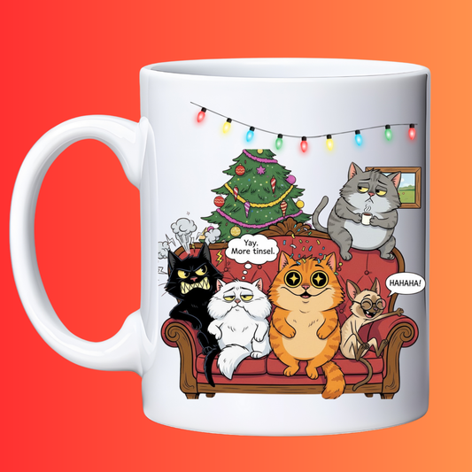 15 oz Funny Cats "Holiday Mood Activated" Mug