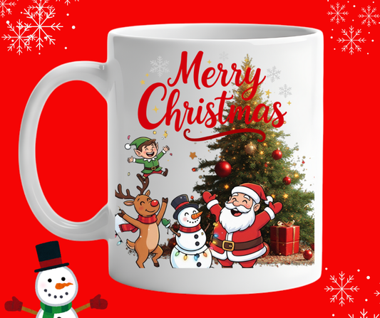 15 oz Colorful Merry Christmas Mug | Festive Holiday Coffee Cup.