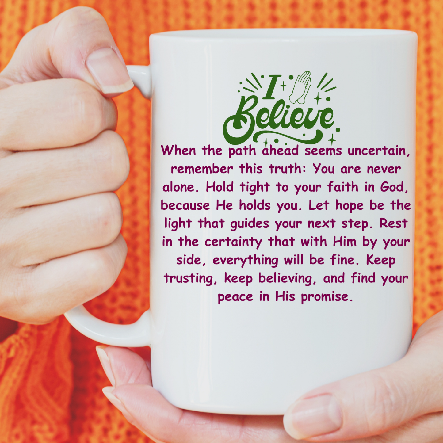 15 oz Catholic Faith Mug | 'God Is With Me Always' Coffee Cup. Inspirational Gift of Hope and Faith.