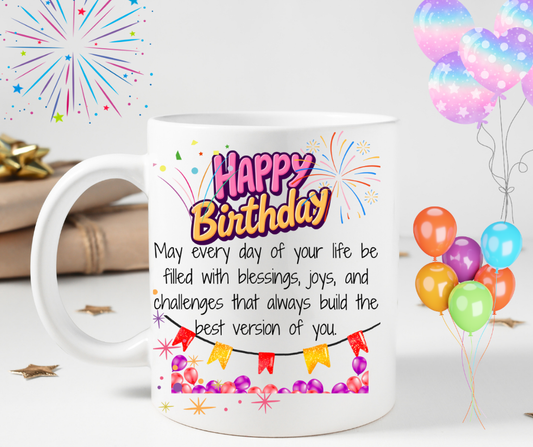 15 oz Happy Birthday Coffee Mug | Fun and Festive Birthday Gift | Large Ceramic Cup for Him/Her | Best Birthday Present